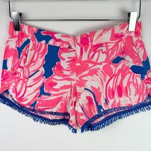 LILLY PULITZER Cocoa Shorts in Tiki Pink Beach Bliss with Fringe